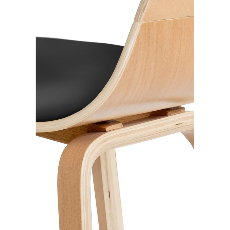 DELUKE® Besucherstuhl LONDON - 73x49x46cm, Natur/Schwarz Kunstleder Holz Gestell Konferenzstuhl Wartezimmerstuhl – Bild 6