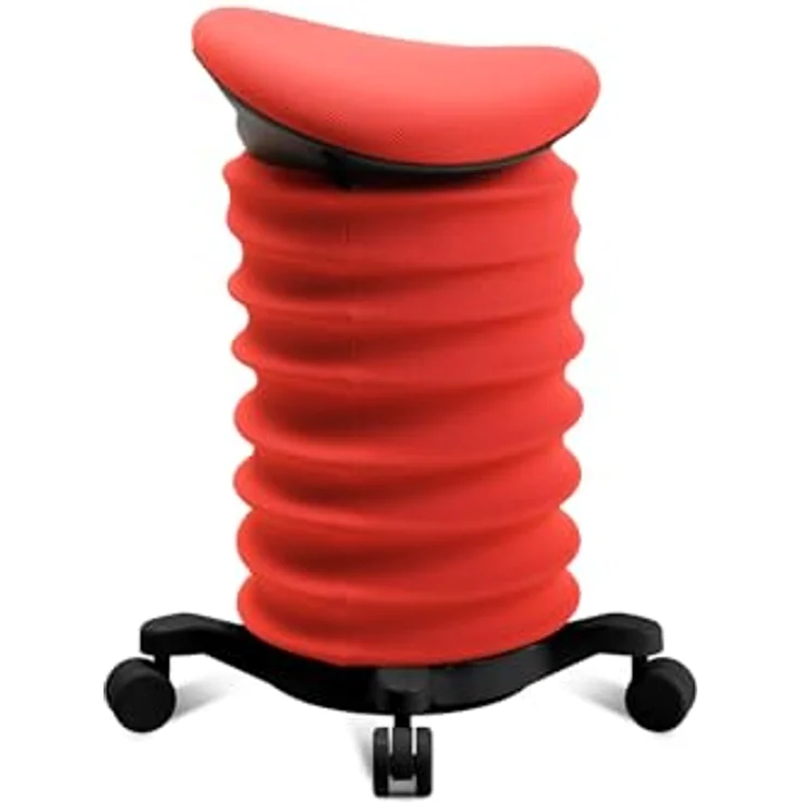 TOPSTAR Sitness 4D mit Rollen - AGR-Zertifiziert Dynamischer Sitzhocker schwarz - coralrot, ergonomischer Bürohocker - höhenverstellbar - stärkt den Rücken - entlastet die Bandscheiben – Bild 4