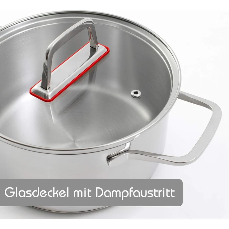 Kopf Topf-Set Jara, Edelstahl (9-tlg), Kochtopfset, Induktion, 9-tlg, 4 Töpfe mit Deckel + 1 Stielkasserolle – Bild 4