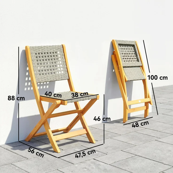MELAYR, Gartenstühle 2 Stück FSC Klappstuhl mit Atmungsaktiv Sitz angenehme Sitzhöhe aus, 56 x 47.5 x 88 cm, Grau – Bild 5