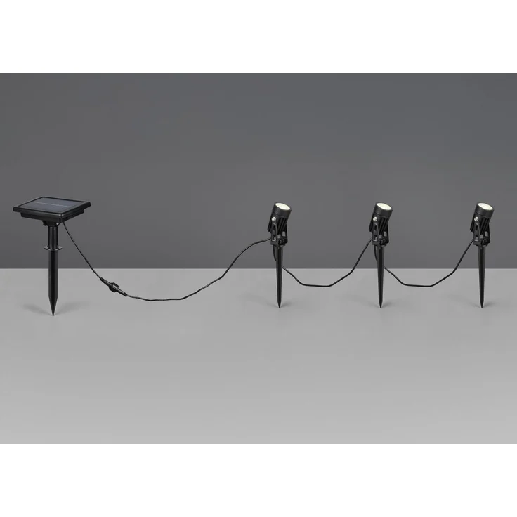 Solar Gartenstrahler OBIDOS auch per USB aufladbar mit 3 Spots, L: 6,2 Meter – Bild 5