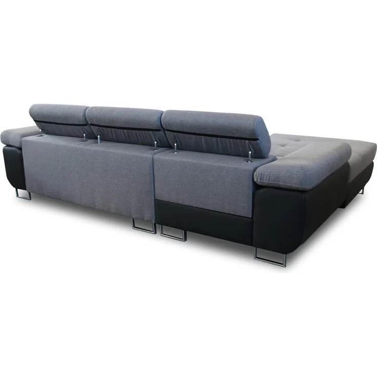 Ecksofa Divo mit Schlaffunktion, Bettkasten und einstellbare Kopfstützen (Weiß + Grau (Soft 017 + Sawana 21), Ecksofa Rechts) – Bild 5