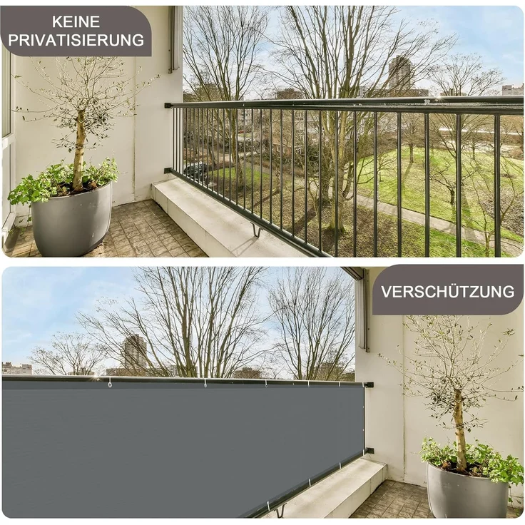 SUNNY GUARD Balkon Sichtschutz 100x500 cm Balkonverkleidung Balkonabdeckung Balkonumspannungen UV-Schutz Wind und wetterfest mit Kabelbinder,Anthrazit – Bild 5
