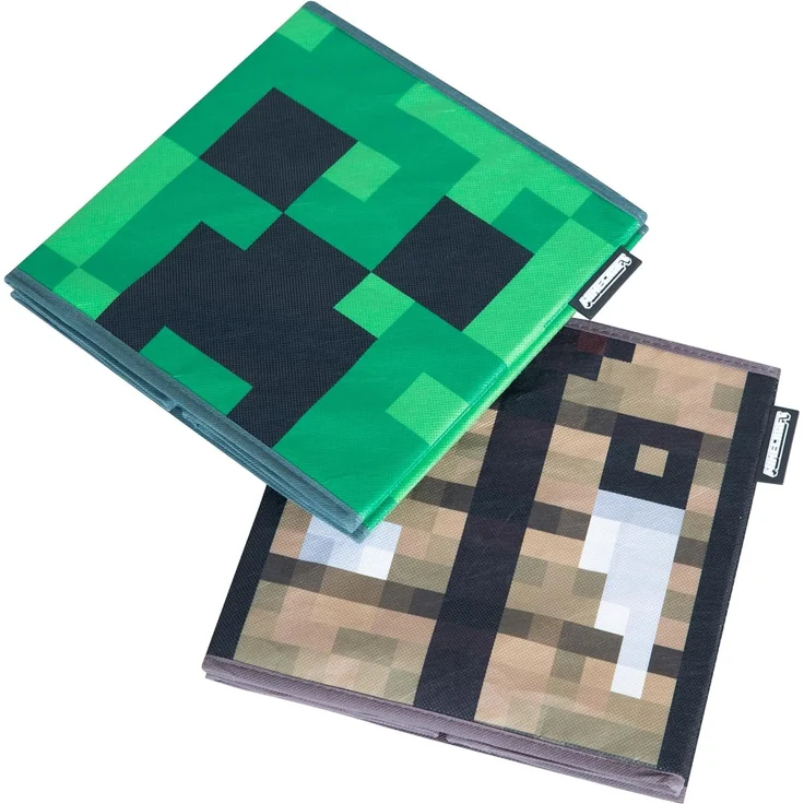 MINECRAFT - Aufbewahrungsboxen im 2er Set, faltbare Stoffboxen mit Stauraum, Creeper Design – Bild 2
