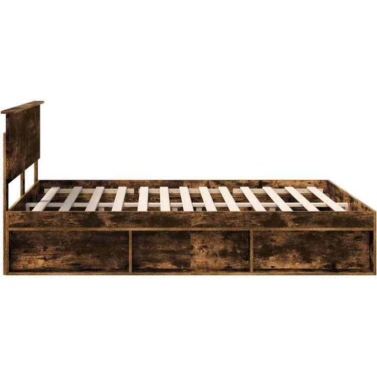 vidaXL Bettrahmen Geräucherte Eiche 160 x 200 cm Massives Kiefernholz 3410577 – Bild 7