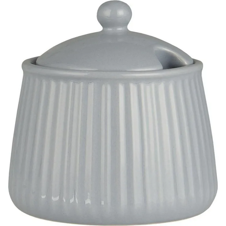 Ib Laursen - Zuckerdose Zuckerschale Mynte Rillen Keramik 2028 grau 18