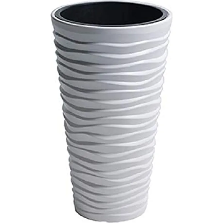 Prosperplast Blumentopf Sand Slim (extravagantes Design, herausnehmbarer Einsatz; 29,6x52 cm, 22l, weiß) DPSA300-S449