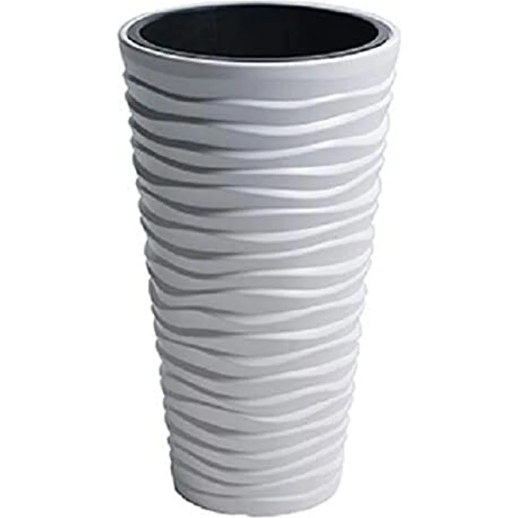 Prosperplast Blumentopf Sand Slim (extravagantes Design, herausnehmbarer Einsatz; 29,6x52 cm, 22l, weiß) DPSA300-S449 – Bild 1