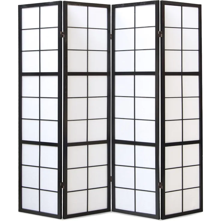 4fach Paravents Paravent Raumteiler Shoji schwarz