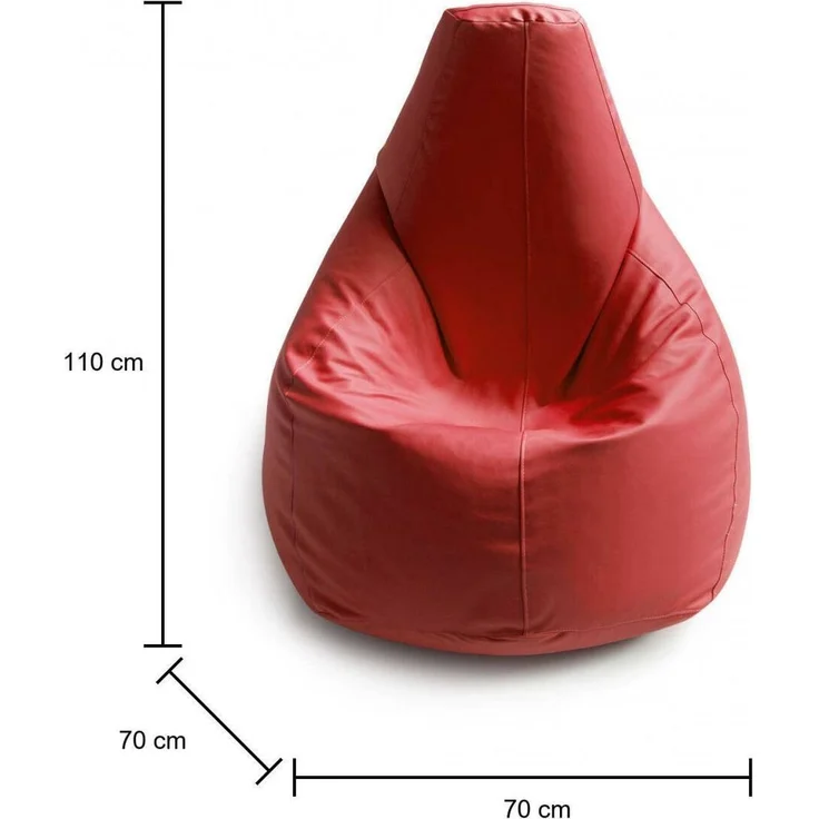 Dmora Asino-Pouf, Sitzsack-Pouf, Sitzsack aus Kunstleder, 100 % Made in Italy, 70 x 70 x 110 cm, Rot – Bild 3