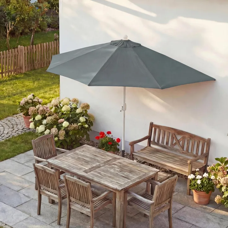 Mendler 'Parla' Sonnenschirm, halbrund, UV 50+ Polyester/Alu 3kg, 300cm, Anthrazit