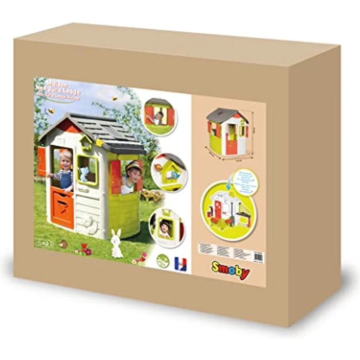 Smoby 'Neo Jura Lodge' Spielhaus, ab 2 Jahren, 115,4 x 123,3 x 132 cm, mit Fenstern, Türen, Vogelhaus, erweiterbar – Bild 8