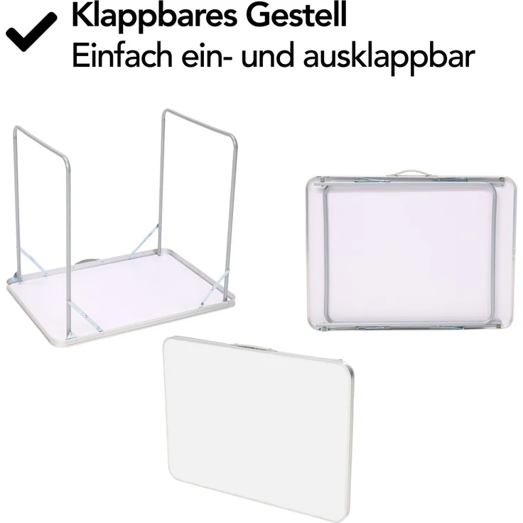 Brixy Campingtisch - klappbar - Gartentisch - 80x60x70 cm - Außen/Innen - Tragegriff - Kompakt - Aluminium - Weiß – Bild 5