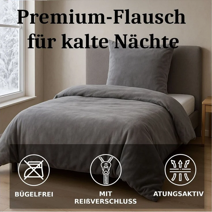 Malika Bettwäsche 200x200 + 2x 80x80 cm Cashmere Touch Bettwäsche, atmungsaktiv, Mikrofaser, 3 teilig, Für Allergiker geeignet, pflegeleicht, angenehm weicher Stoff – Bild 2