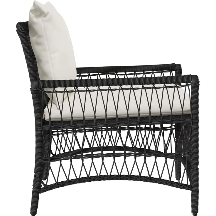 vidaXL Gartenstuhl mit Kissen Schwarz 73 x 61 x 77 cm Poly-Rattan 42006217 – Bild 2