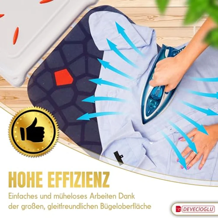 Harbinger Bügelbrett, 36x114 cm mit verstellbarer Höhe 50-80 cm, hitzebeständiger 100% Baumwollbezug – Bild 5
