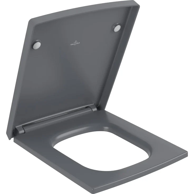 Villeroy & Boch Memento 2.0 WC-Sitz, Toilettendeckel mit Absenkautomatik, abnehmbarer Toilettensitz aus bruchsicherem Duroplast, Klodeckel Original Ersatzteil, rechteckig, Graphite, matt – Bild 2