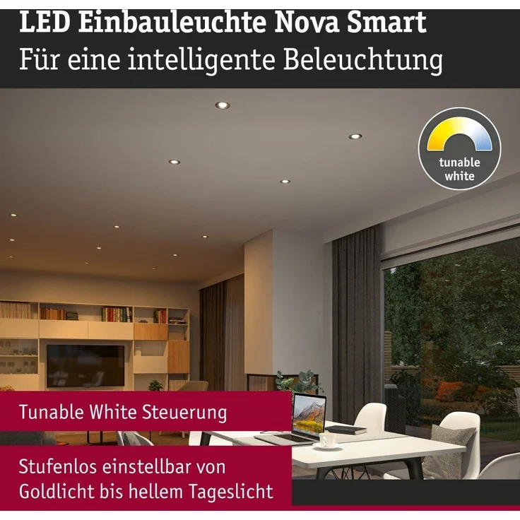 Paulmann 92441 LED Einbauleuchte Nova Coin 3er-Set Zigbee Tunable White Eisen gebürstet – Bild 5