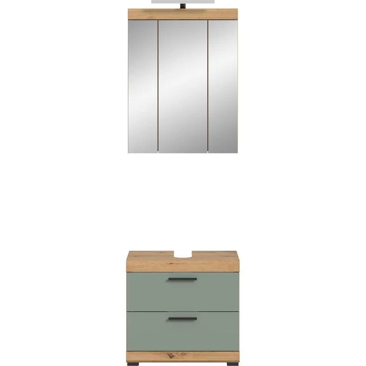 Xonox Scout Badkombination (B/H/T: 60x191x34 cm) in Salbei und Artisan Eiche Nachbildung – Bild 2