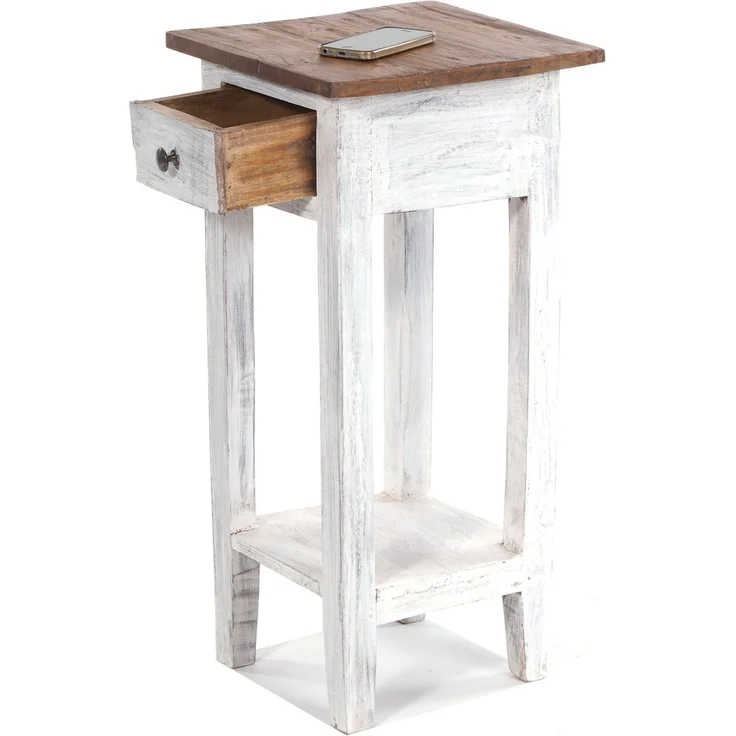 Telefontisch DRAWER 65 Mahagoni Recyclingholz, mit Schublade 05 weiß-natur – Bild 7