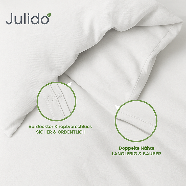 Julido Jersey Bettwäsche 135x200cm 100% Baumwolle weich atmungsaktiv Hellgrau – Bild 3