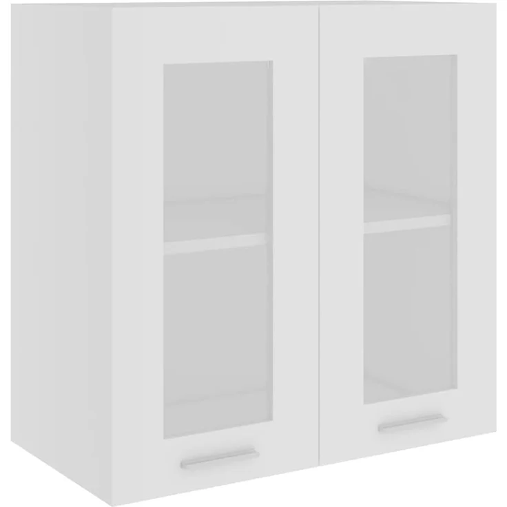 vidaXL Hängeglasschrank 2 Regalböden Hängeschrank Einbauküche Küchenzeile Küchenmöbel Oberschrank Küchenschrank Weiß 60 x 31 x 60 cm Holzwerkstoff – Bild 1
