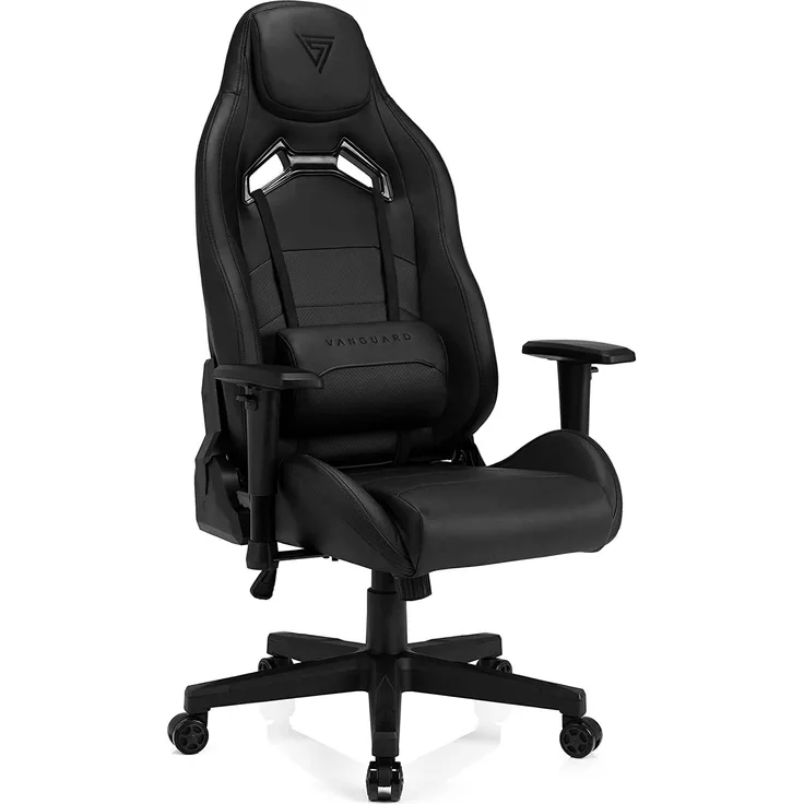 SENSE7 Gaming Vanguard Bürostuhl Zocker Gamer Ergonomischer Stuhl Armlehne Einteiliger Stahlrahmen Einstellbarer Neigungswinkel Schwarz, 41-49 x 66 x 58