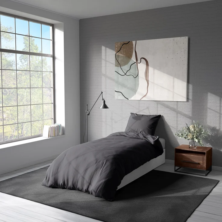 Soma Renforcé Bettwäsche 135x200 cm Bettbezug 135x200 cm Kopfkissenbezug 80x80 cm uni anthrazit – Bild 2