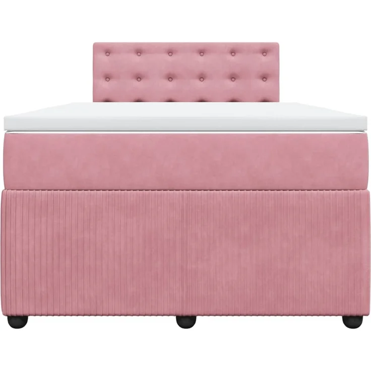 vidaXL Boxspringbett mit Matratze Rosa 120x200 cm Samt 3290027 – Bild 6