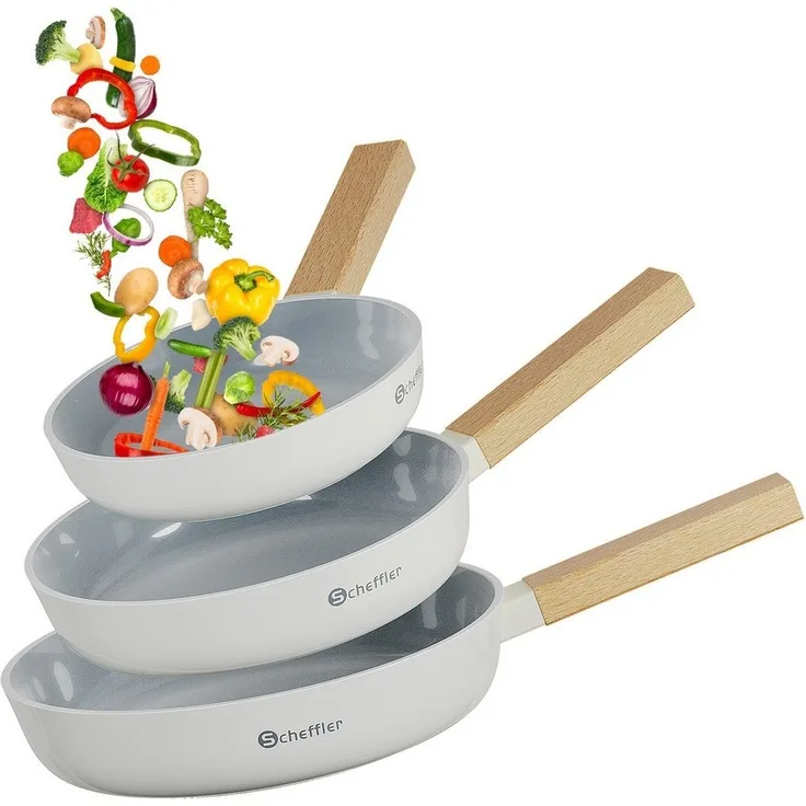 Scheffler Pfannen-Set Pfanne Ø20/24/28 cm Bratpfanne Antihaftbeschichtung Pfanne Induktion, Aluminium (Pfannenset, 3-tlg), Indukion