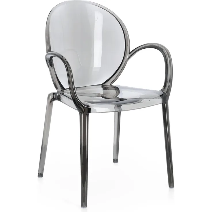 Gartenstuhl Camilla 4er-Set Kunststoff, modern stapelbar, mit Armlehne, grau, für innen und außen
