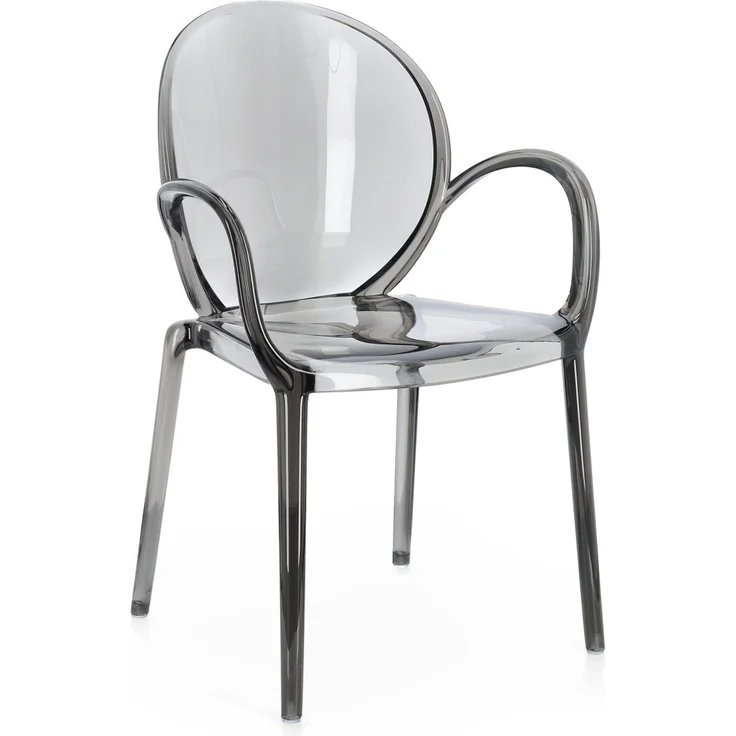 Gartenstuhl Camilla 4er-Set Kunststoff, modern stapelbar, mit Armlehne, grau, für innen und außen – Bild 1