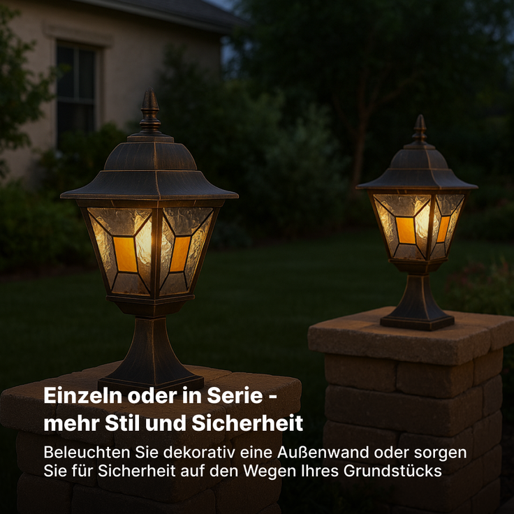 Brilliant Janel Sockelleuchte Außen 44cm - Außenlampe Schwarz Gold IP44 für Garten & Terrasse - E27 Fassung - Extern Dimmbar - Aus Metall & Glas – Bild 7