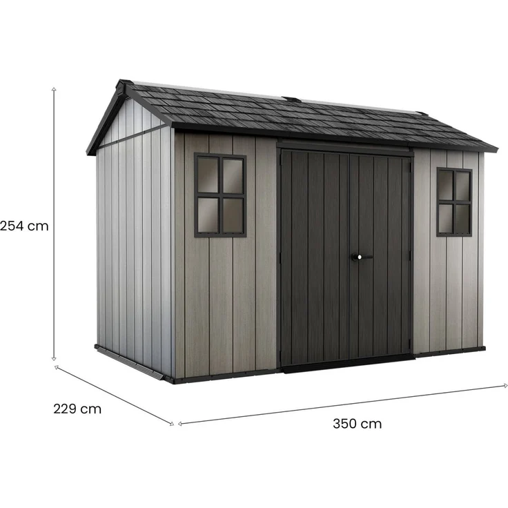 Dmora Gartenhaus Dartmouth, Gartenhütte, Gartenhaus, Werkzeugschuppen, 350x229 h254 cm, Grau – Bild 3