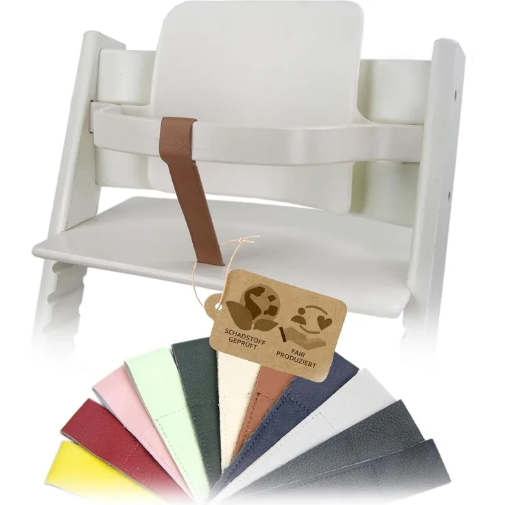 Bambiniwelt Schrittgurt, kompatibel mit Stokke 'Tripp Trapp' Hochstuhl, Lederriemen, Echtleder, braun