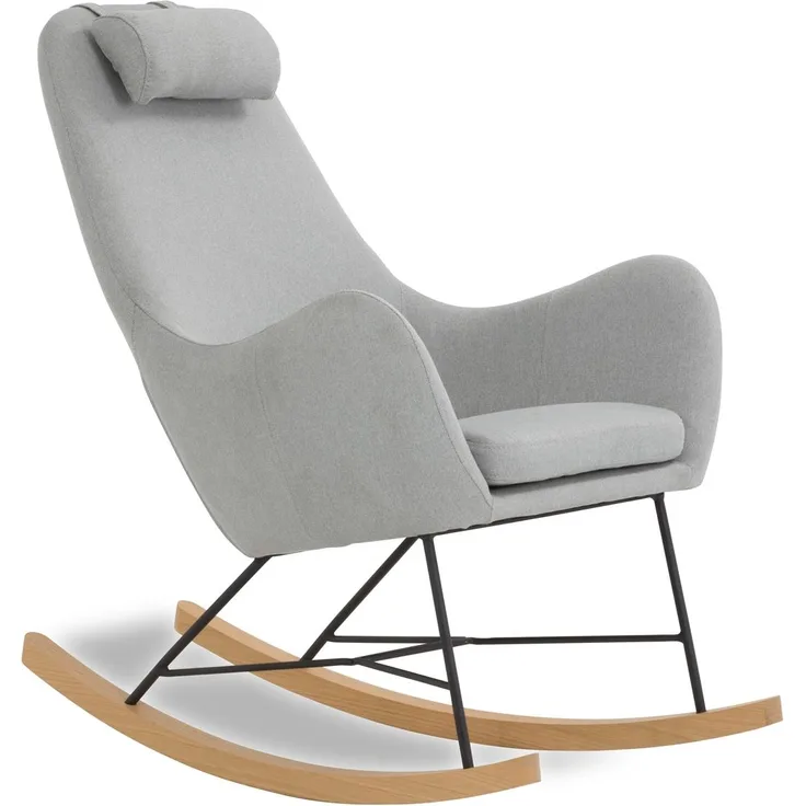 Schaukelstuhl Holz, Metall und 100 % Polyester Grau