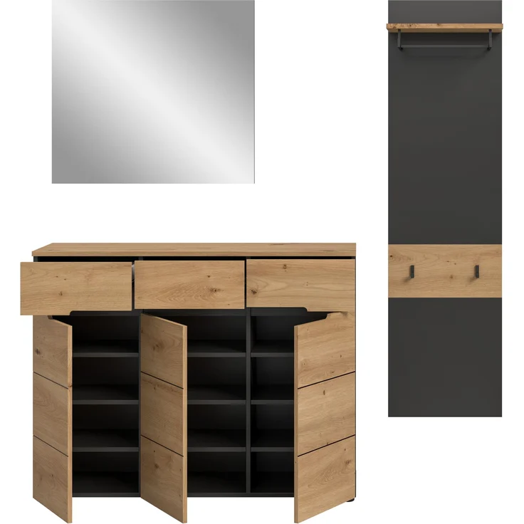 Garderobenkombination (B/H/T: 180x190x37 cm) in Artisan Nachbildung – Bild 3