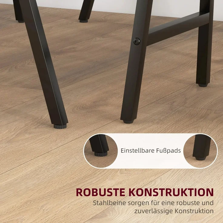 HOMCOM Bartisch mit Barhocker Set, 5-teilige Essgruppe, Küchentisch, Bistrotisch mit 4 Stühlen, Bartisch Set für Küche, Wohnzimmer, Stahl, Beige, 120 x 60 x 91 cm--Beige--120x60x91cm--YOUDENOVA – Bild 6