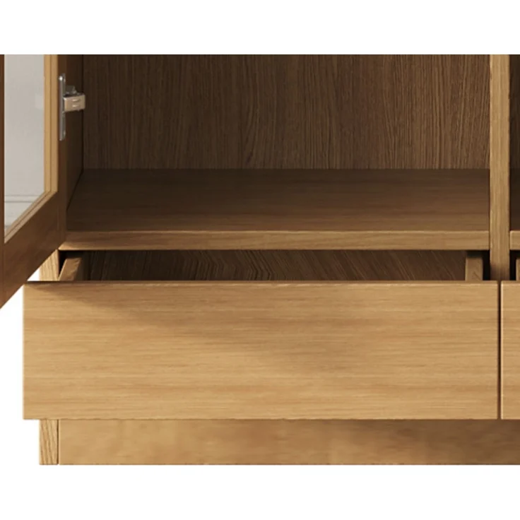 ZUBALIYA Aktenschränke, 80×40×160 cm, Versetzte, nicht verstellbare Fachböden, grifflose Push-To-Open-Schubladen, Natürlich – Bild 9