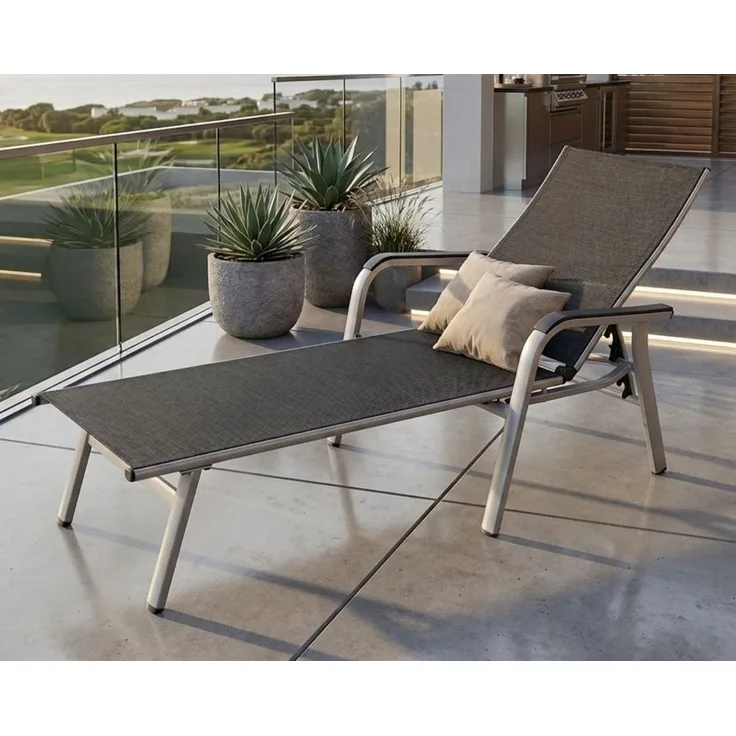 Gardissimo DANU Alu-Stapelliege Sonnenliege Gartenliege stapelbar in silber/grau