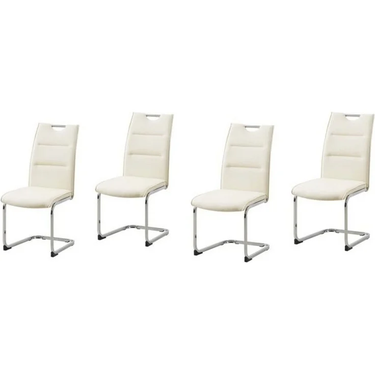 HTI-Line Freischwinger Schwingstuhl 4er Set PU creme DannyC (Set, 4 St), Freischwinger Esszimmerstuhl Kunstleder – Bild 3
