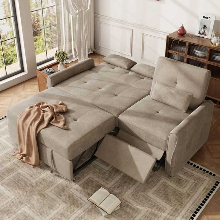 EINHOM 3-Sitzer Schlafsofa Ausziehbar – 3-in-1 Sofabett aus Chenille-Stoff, ausziehbare Liegefläche, 3-fach verstellbare Rückenlehne (90°, 145°, 180°) & Schlaffunktion – Bild 1