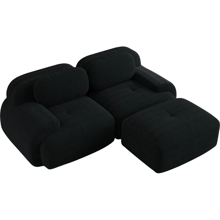 EINHOM Ecksofa aus weichem Cordstoff, Rahmenloses Sofa, modular kombinierbar mit gebogenen Armlehnen, ohne Montage, hochelastische Schaumstoffpolsterung für Wohnzimmer, Ruhezonen und Schlafzimmer, Black – Bild 6