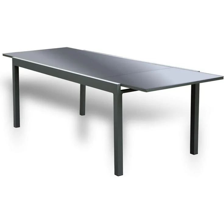 Home Deluxe Gartentisch SOL - Anthrazit, Aluminium / Sicherheitsglas, 90 x240 x70 cm
