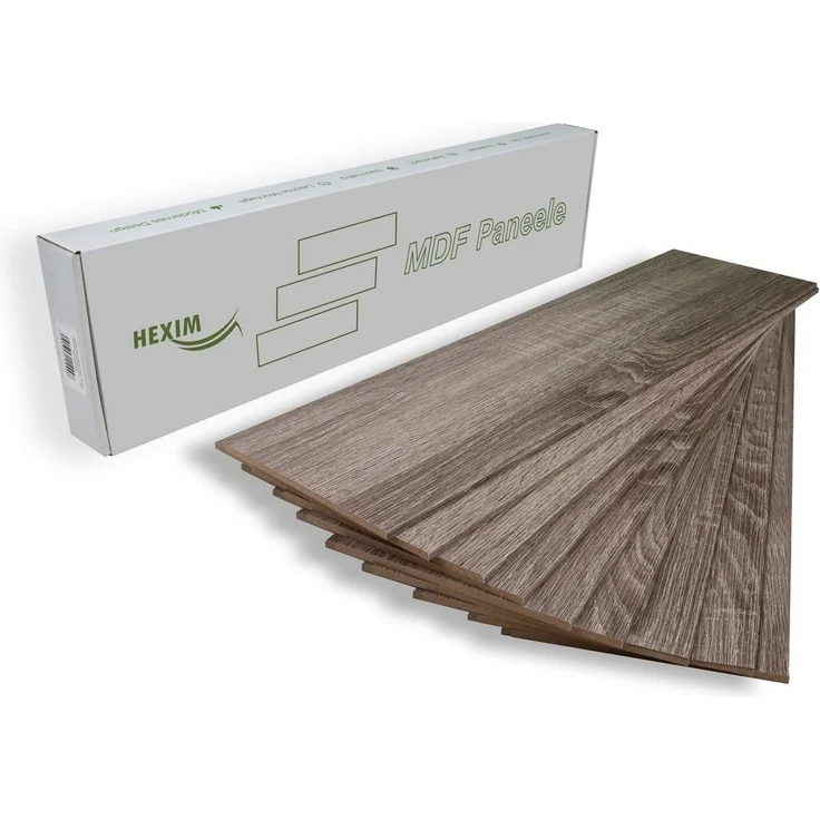 Hexim Wanddekoobjekt Vintage Oak (Paneele aus MDF - Wandpaneele Wandverkleidung Holzpaneele Natur Wand Holzoptik Innen Holzverkleidung Verblender Dekorpaneele (2,08 m² Vintage Oak + Montagekleber HexPro P63) – Bild 2