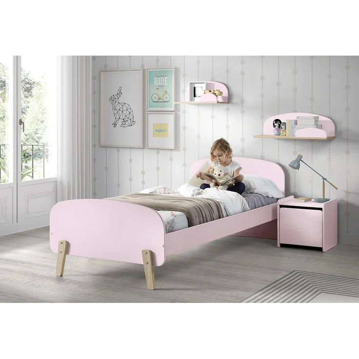 Set Kiddy best. aus Einzelbett, Nachtkonsole, Wandregal 65 cm und Wandregal 45 cm