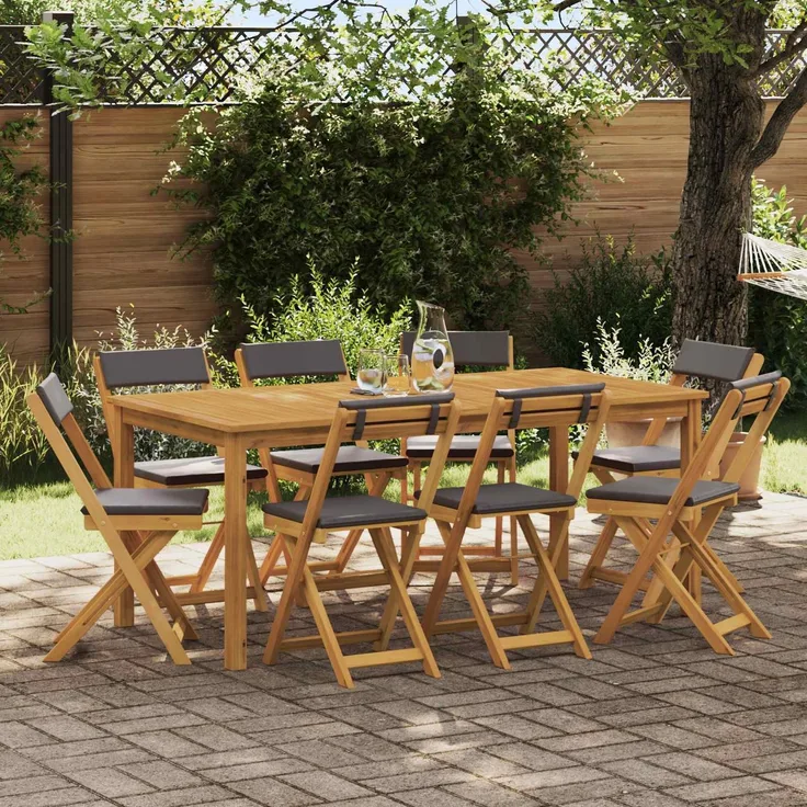 vidaXL Außen Bistro-Stühle 8 stk. Natur und Dunkelgrau 3416290