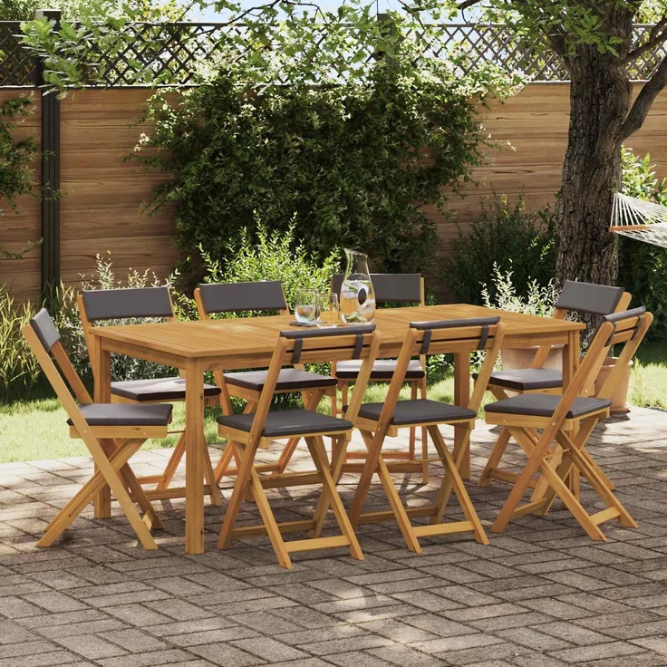 vidaXL Außen Bistro-Stühle 8 stk. Natur und Dunkelgrau 3416290 – Bild 1