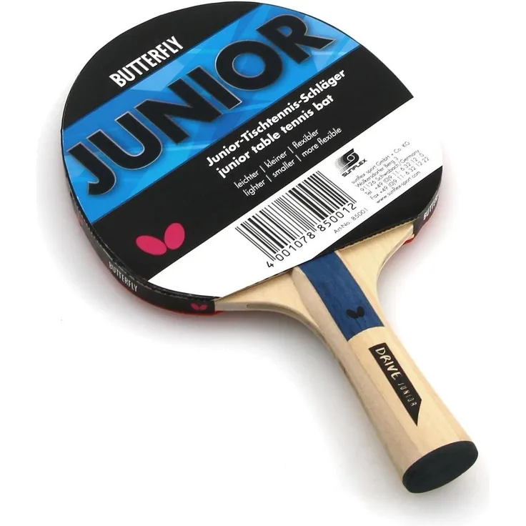 Butterfly Tischtennisschläger Junior - schwarz/weiß, Tischtennis Schläger Racket Table Tennis Bat