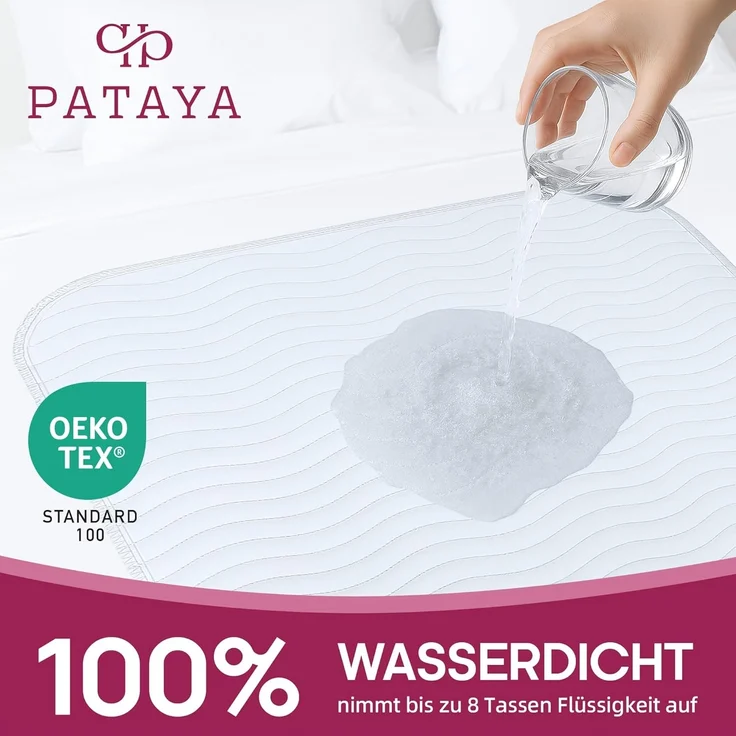 Pataya Inkontinenzunterlage waschbar 50x90 4er - wasserdichte Matratzenschutz Matratzenauflage nässeschutz Bett Inkontinenzauflage Bettunterlage (50x90 cm - 4er) – Bild 3